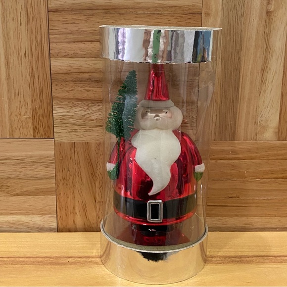 Retired 2005 Bath Body Works Flocked Santa with Brush Tree Blown Glass Ornament - Picture 8 of 10